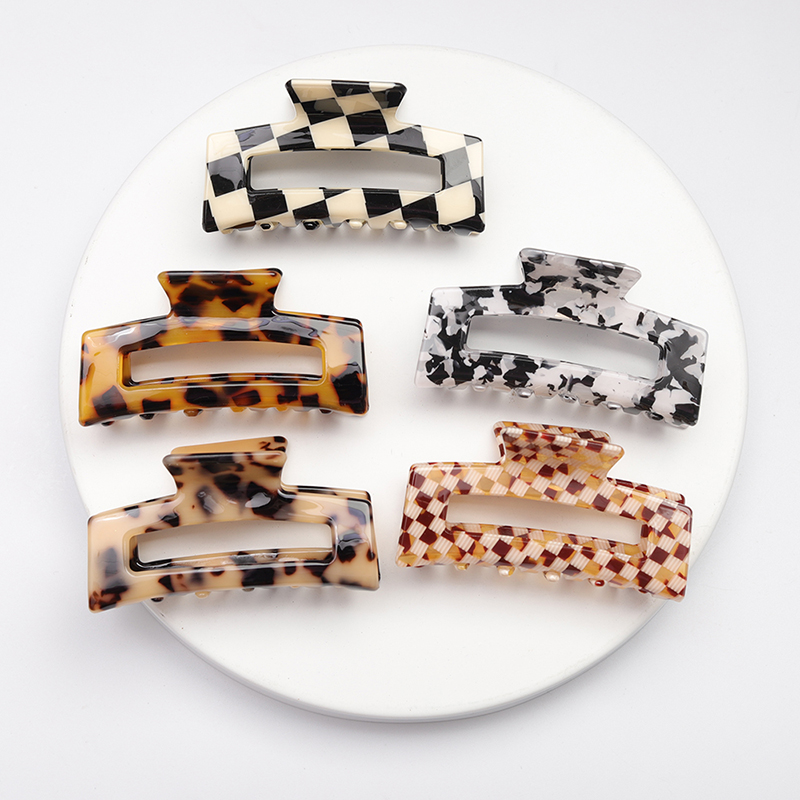 

Acetate Catch Clamps Small Rectangle Korean Fashion Retro Ins Girl Hairpin Fresh Leopard Print Catch-Clip Temperament Simple Headpin Hair Accessories Jewelry Gift