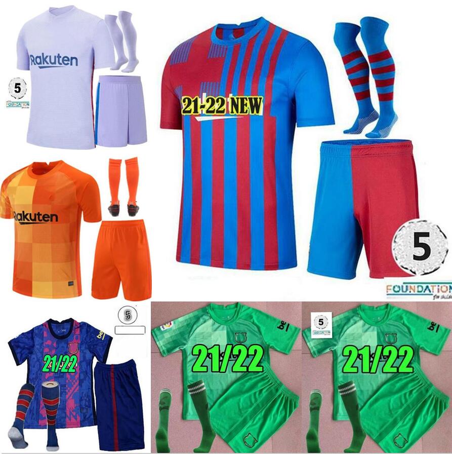 

Adult+kids kit 2021 2022 Barcelona soccer jersey home away 21 22 MESSI ANSU FATI camiseta futbol GRIEZMANN DE JONG set football shirt, Gold