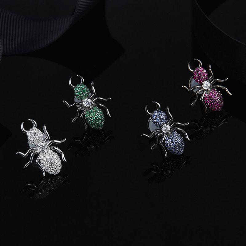 Stud SOELLE Black Grey 925 Sterling Silver Ants Earring Blue Red White Green Cubic Zirconia Stones Women Fashion Fine Jewelry-image-700826901