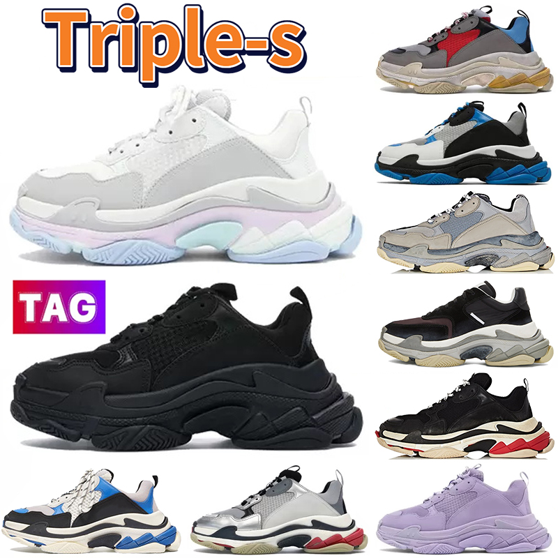 

2022 Fashion Triple s Casual Shoes platform Triple-s Light Blue Candy grey red black Orange White Burgundy Mens Sneakers multi-color purple yellow women shoe, Bubble wrap packaging