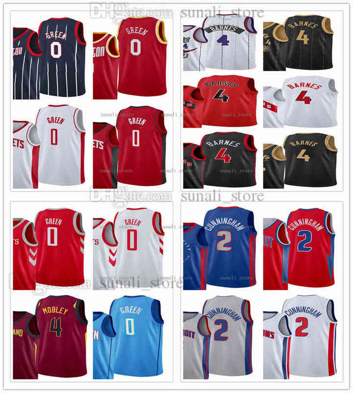 

Draft Pick Basketball Jerseys Cade Cunningham 2 Jalen Green 0 Scottie Barnes 4 Shirts City Black Navy Blue White Grey Red Edition Men