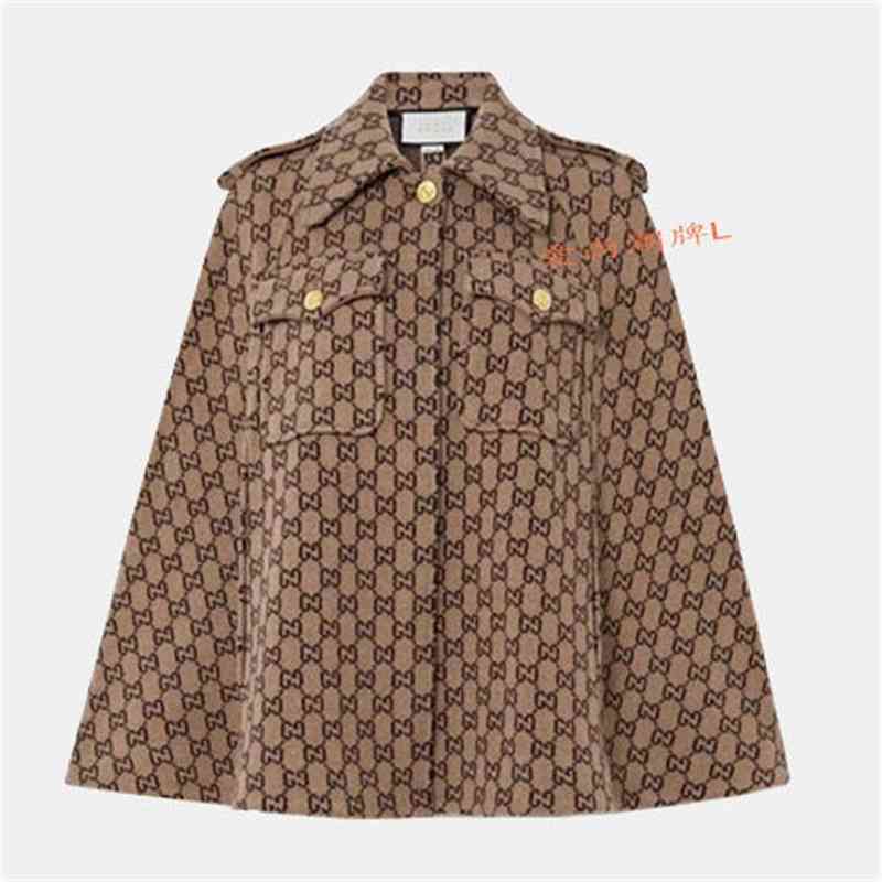 

2021 new autumn and winter woolen shawl cloak coat female old flower is thin, fashionable, atmospheric windbreaker jacquard women' fashion, Khaki