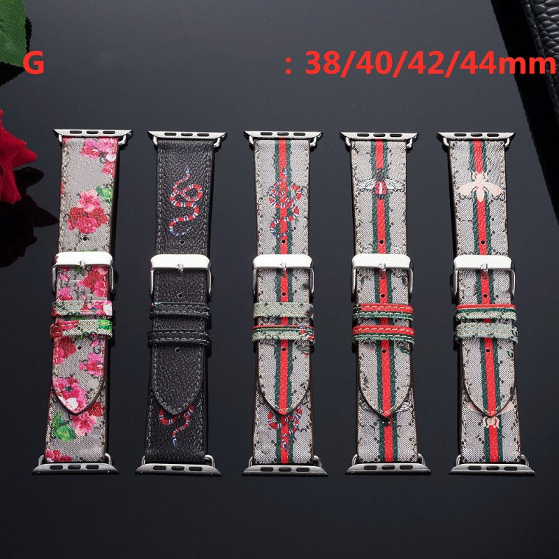 

G Color Pattern Leather Strap for Apple Watch Band Series 6 5 4 3 2 40mm 44mm 38mm 42mm Bracelet for iWatch Belt