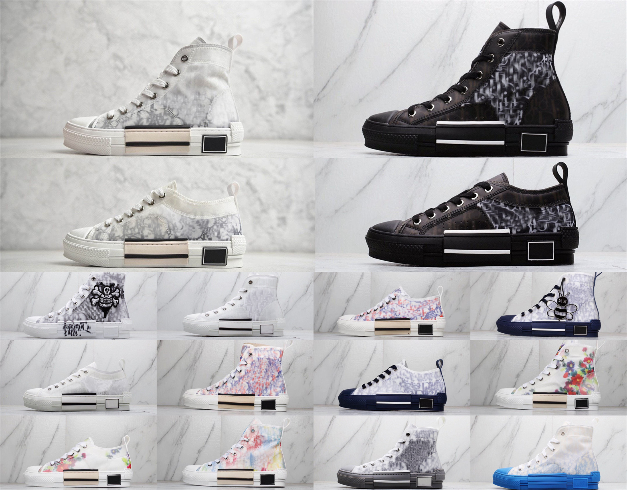 

Designer Technical B22 b23 green Casual shoes Outdoor 19ss Obliques Bottom Breathable women men platform Leather Flowers trainers sport, Black