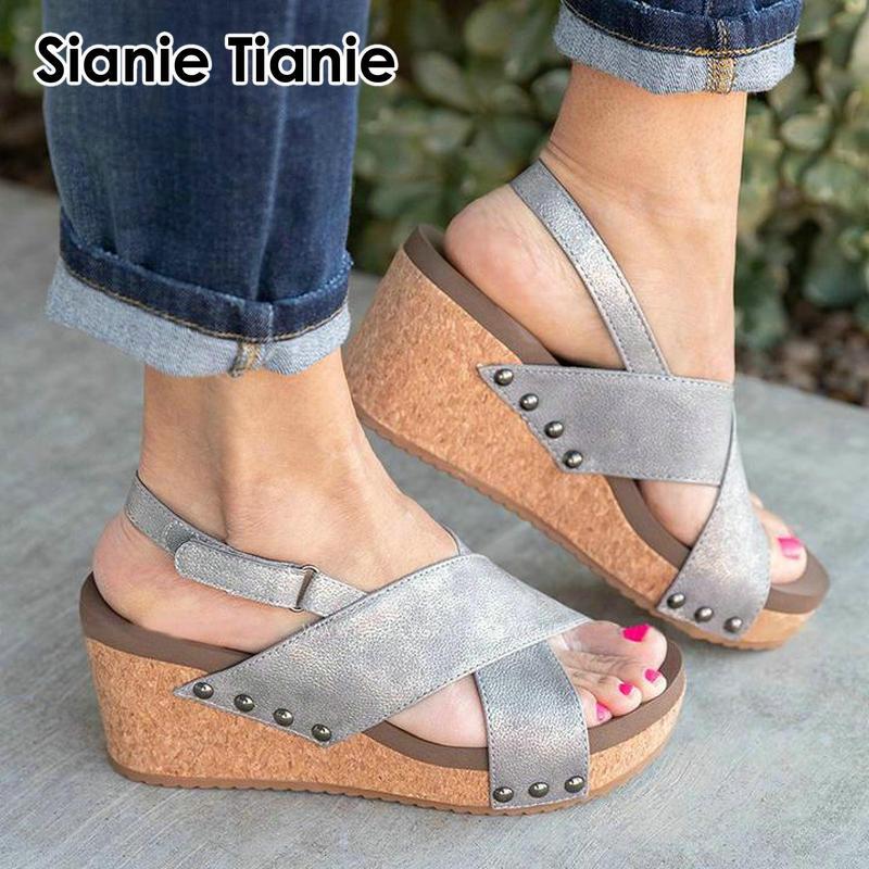 

Sianie Tianie Summer Cross Strap Slingback Peep Toe Woman Shoes Platform High Heels Women Espadrilles Wedges Sandals Size 34-43, Black