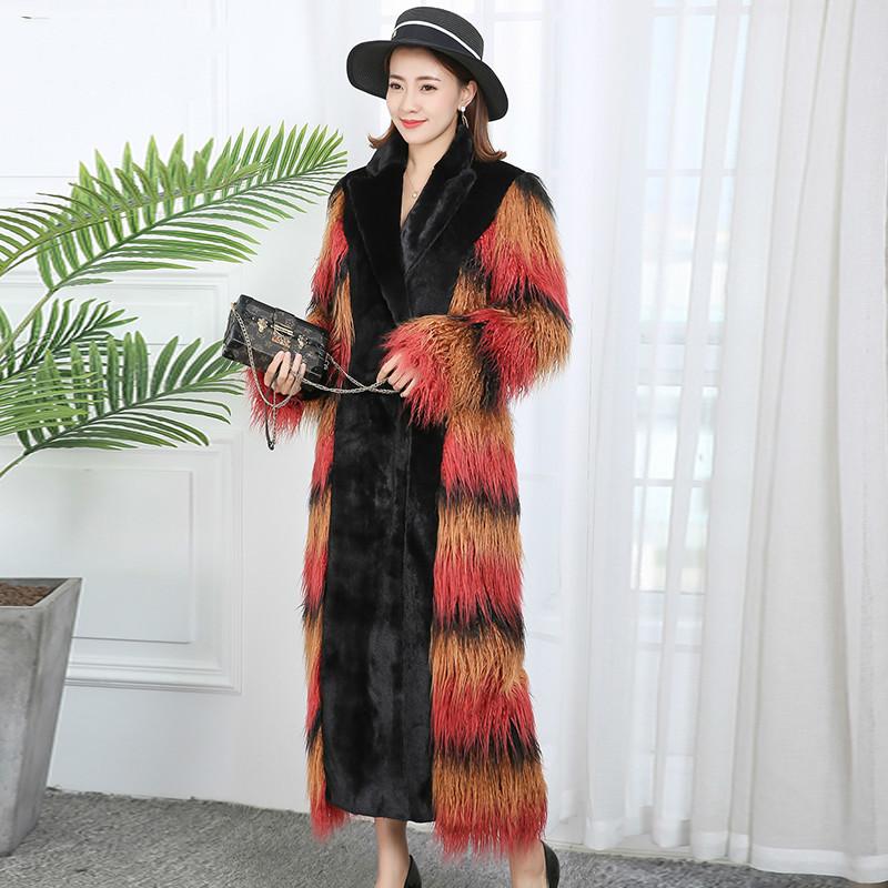 

Women's Fur & Faux Coat Female Jacket Autumn Winter Women Clothes 2021 Korean Vintage Long Tops Plus Size Fourrure Femme ZT4763, Black