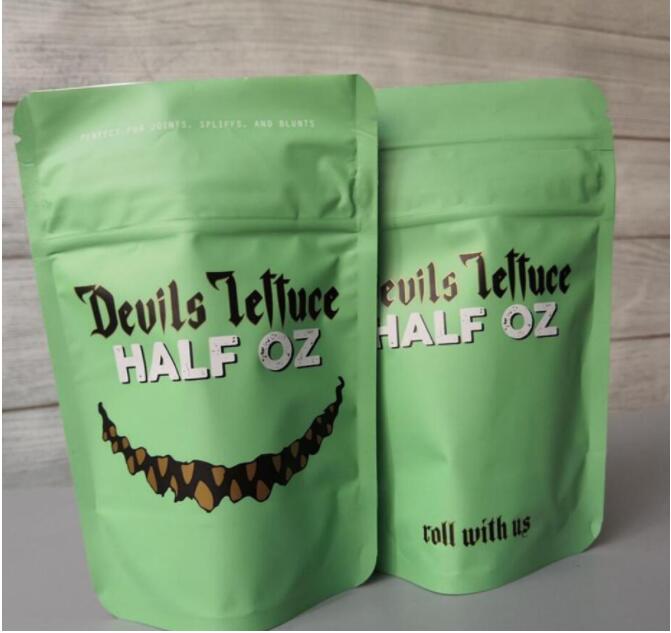 

Devils lettuce Half OZ bag Devils lettuce 3.5 mylar Half OZ Child proof pouch zip lock airtight child proof for dry Just packaging bags sasg