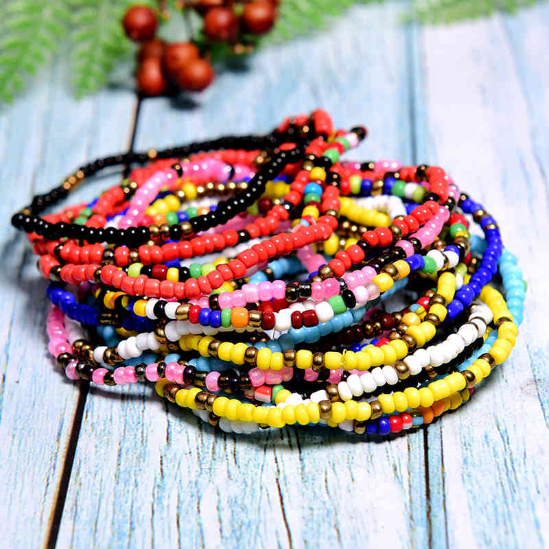 

MOON GIRL 20 Pieces Seed Beads Charm Bracelet Boho Fashion Bohemian Girl Elastic Vintage Wrap Pulseras Femme Drop