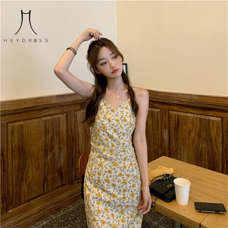 

French Sexy High Street Beach Summer Korean Dress Sweet Floral Women Elegant Strap Party Midi Kawaii 210517, Pink outwear