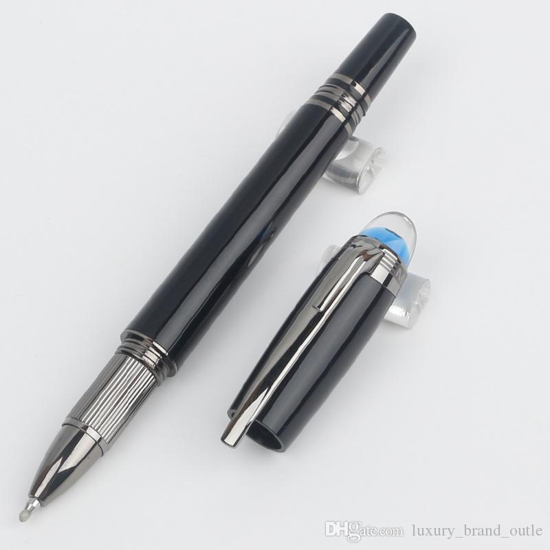 

Limited Edition Space Exploration Blue Translucent Dome Black Resin Circle Cove Ballpoint Pen Classique Metal Write Pens, Blue;orange