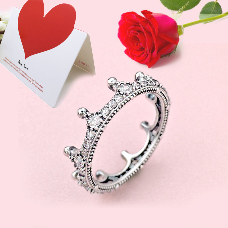 

Crown S925 Sterling Silver Ring Female Fashion Personality Queen Princess Couple Rings Birthday Gift Womens Wedding Jewelry With Original Box CZ Diamond