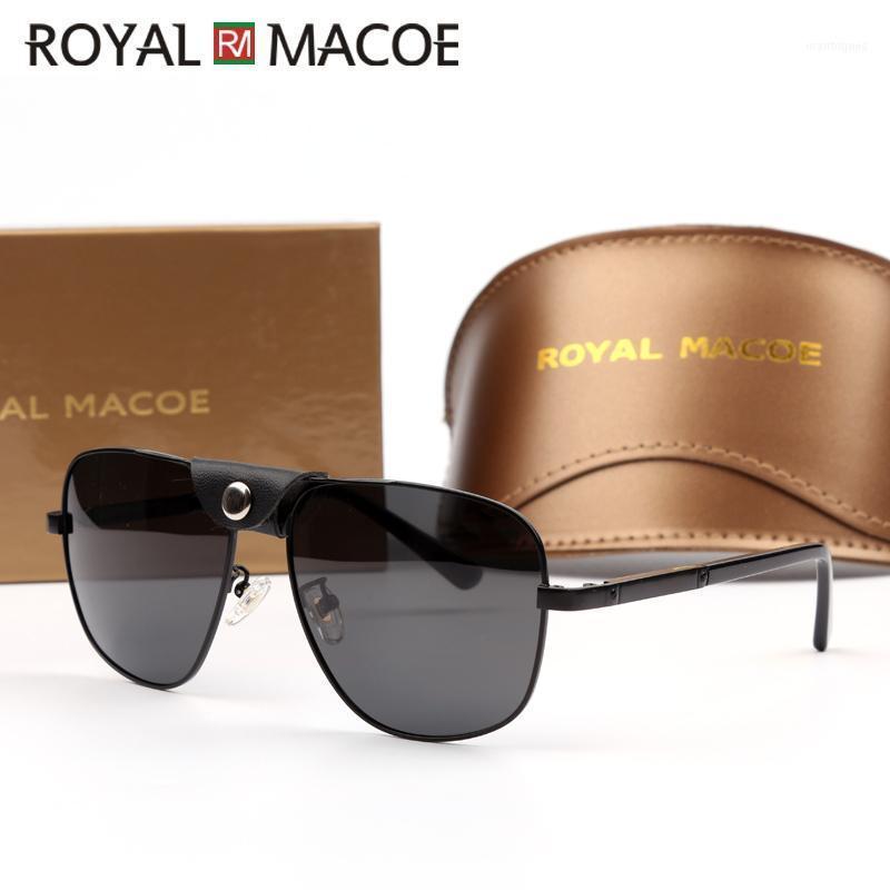 

Sunglasses ROYAL MACOE Men Polarized Brand Designer Metal Leather Decorate Frame Sun Glasses Alloy Retro Sunglasses1