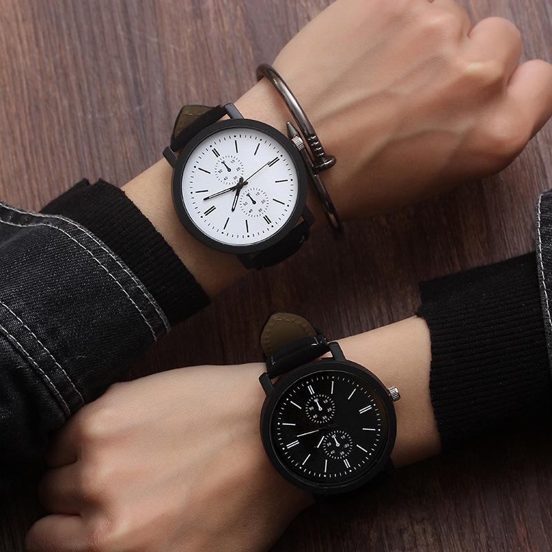

Wristwatches Watch Men Leather Top Watches 2021 Black Men's Quartz Minimalist Wrist Clock Gifts Reloj Hombre, White