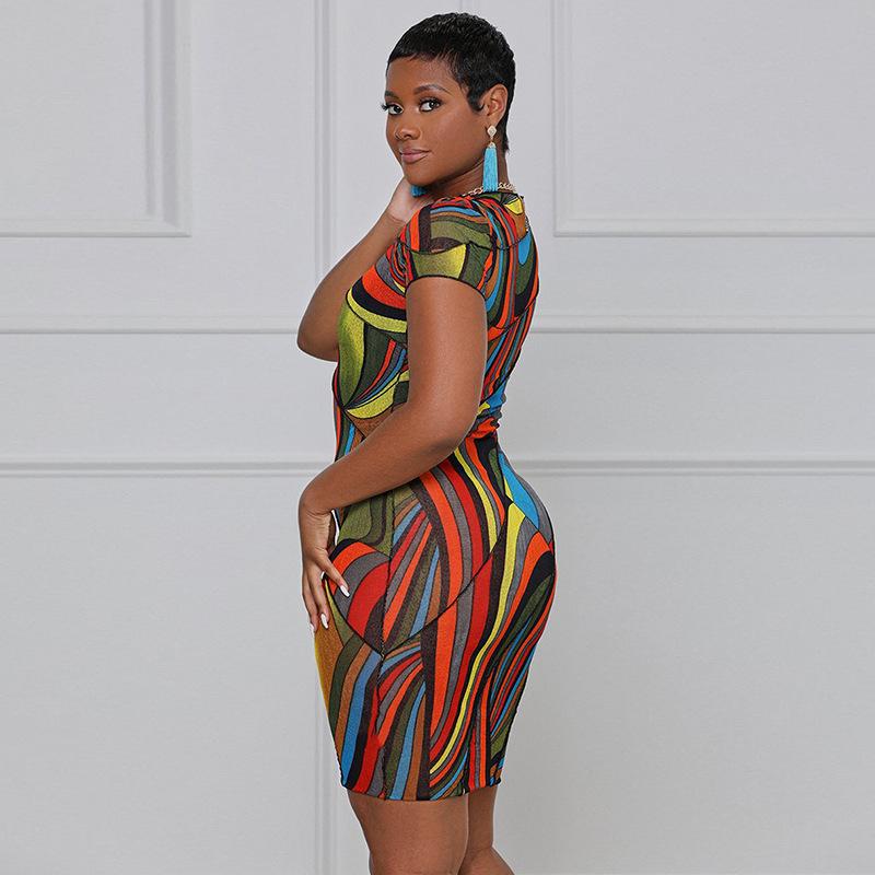

Plus Size Dresses Printed Dress For Year 2022 Summer Women Bodycon Elegant Sexy Party Evening Club Outfit, Black