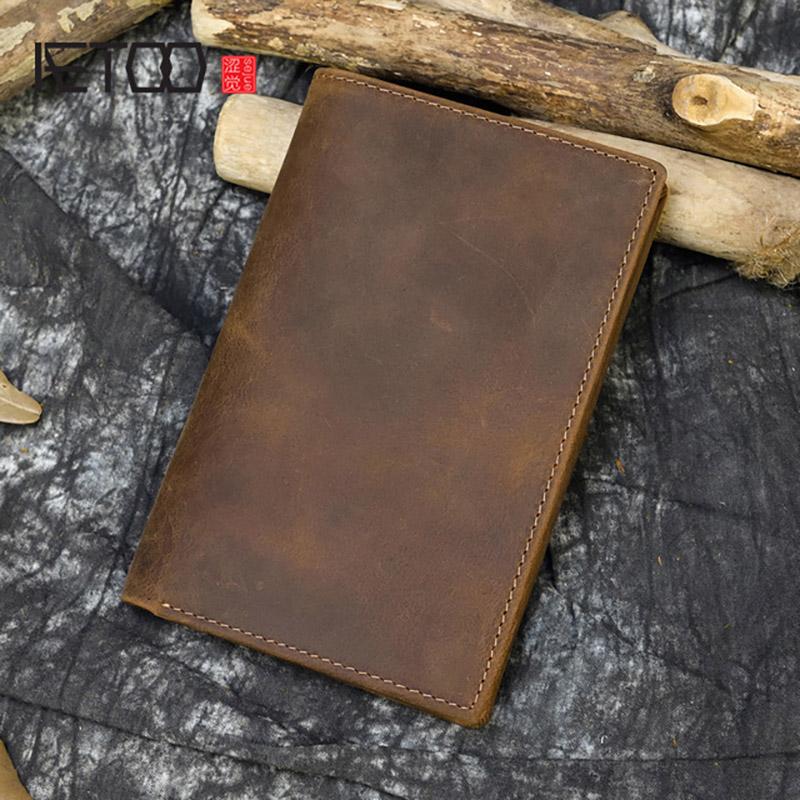 

Genuine Leather Men's Wallet, Crazy Horse Retro Durable Wallet Wallets, Brown