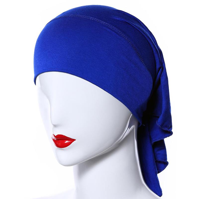 

Scarves Muslim Women Underscarf Hijab Solid Color Elastic Head Islamic Turbans Simple Style Caps