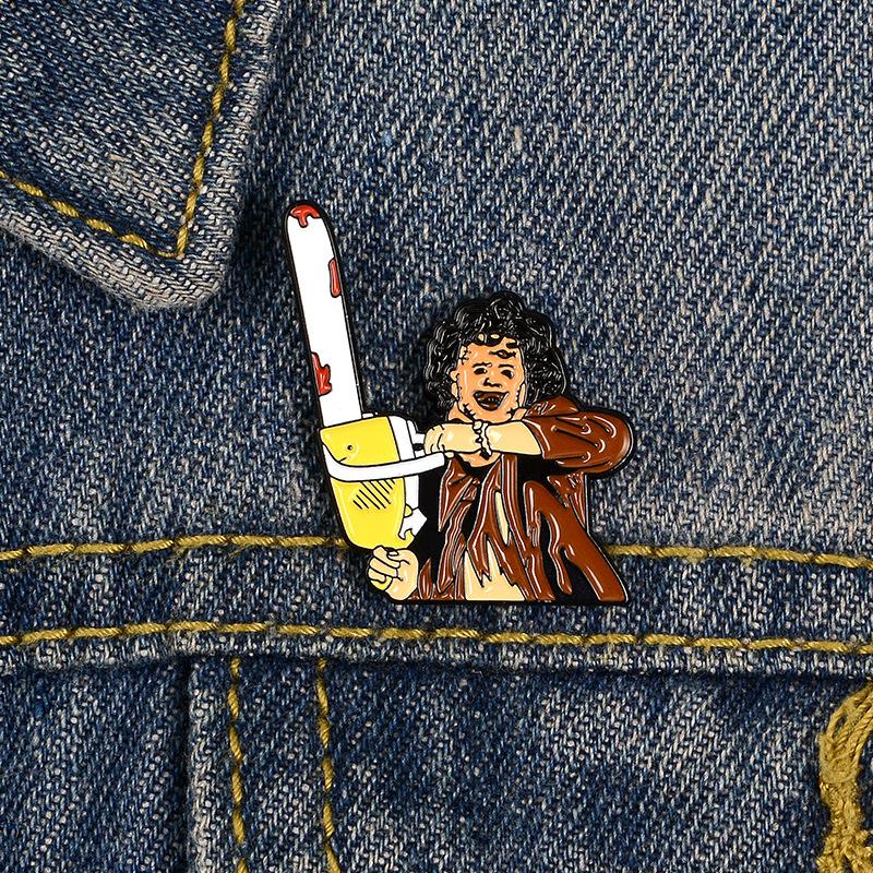 

Pins, Brooches Enamel Pin Custom Chainsaw Killer For Shirt Lapel Bag Thriller Movie Badge Punk Jewelry Gift Friends