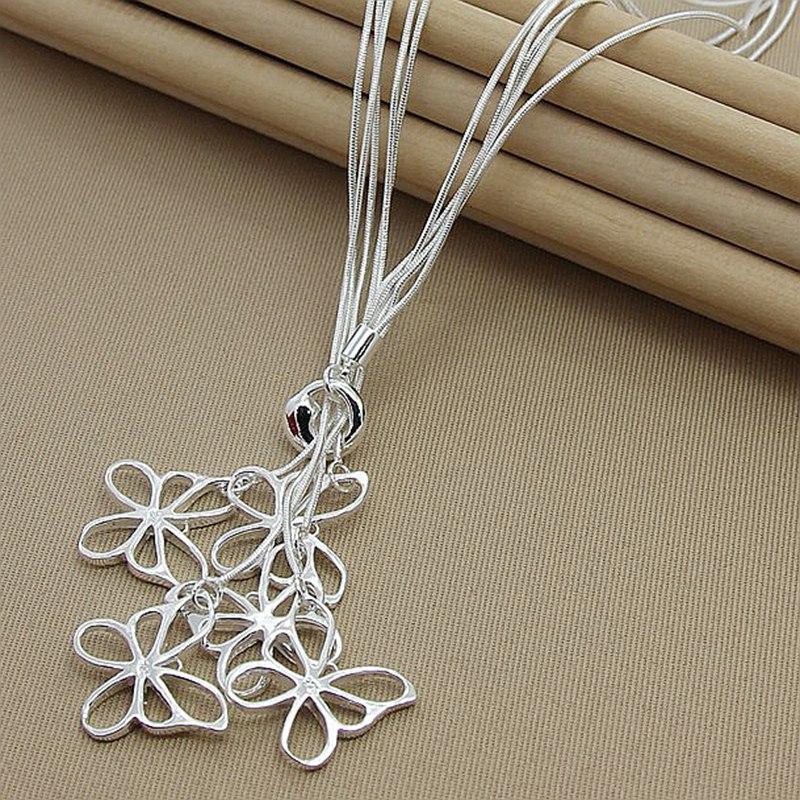 

Chains 925 Sterling Silver Five Butterfly Snake Chain Necklace For Women Wedding Engagement Fashion Jewelry