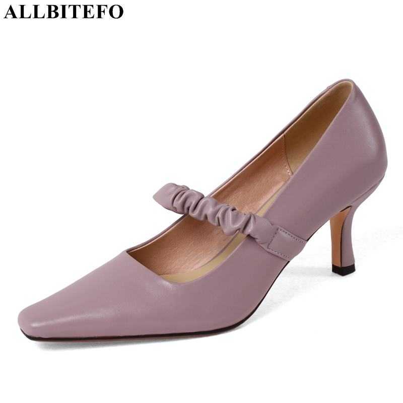 

ALLBITEFO soft natural genuine leather women heels shoes comfortable fashion sexy high heels sheepskin insole high heel shoes 210611, As picture