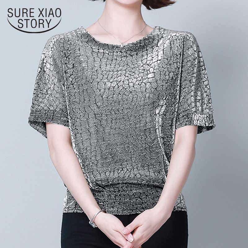 

Fashion Shiny Sequin Blouse Glitter Shirt Tops Tunic Women Blouses Red Black Shine Women Blouses Plus Size 4XL 14081 210527