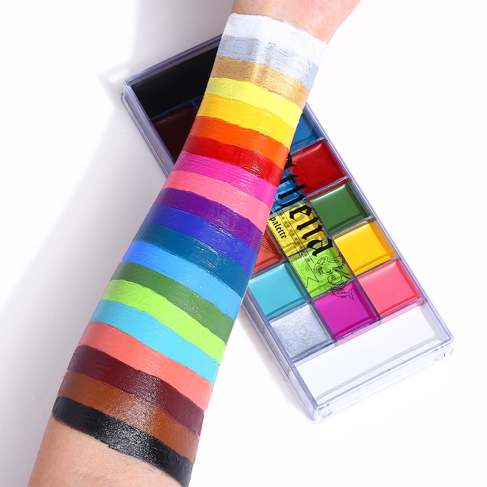 UCANBE 20 Colors Face Body Painting Oil Safe Kids Flash Tattoo Art Halloween Party Makeup Fancy Dress Beauty Palette Temporary-image-735375528