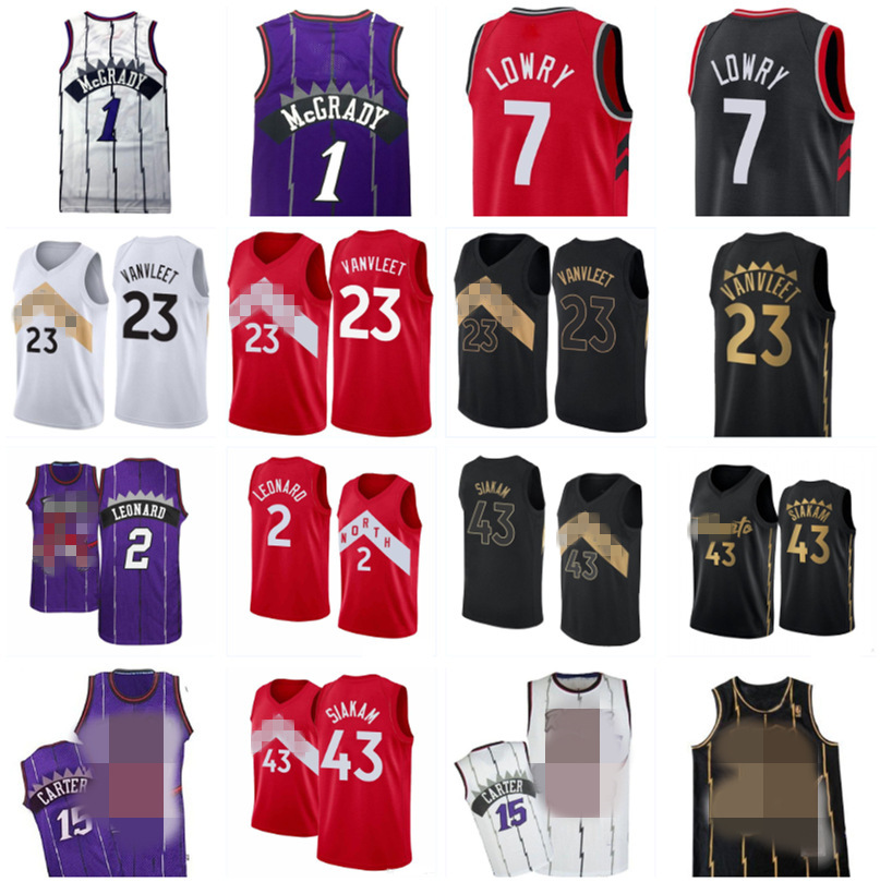 

Vintage Vince 15 Carter Jersey Pascal 43 Siakam Kyle 7 Lowry Fred 23 VanVleet Retro Jerseys, Black;red