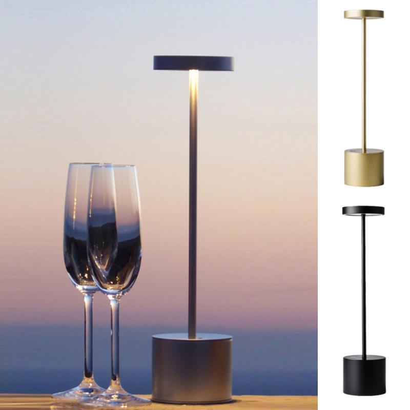 

Table Lamps LED Aluminum Alloy Cordless Rechargeable Desk Lamp 2 Modes Dimming Metal For Bar Living Room Reading Camping Light