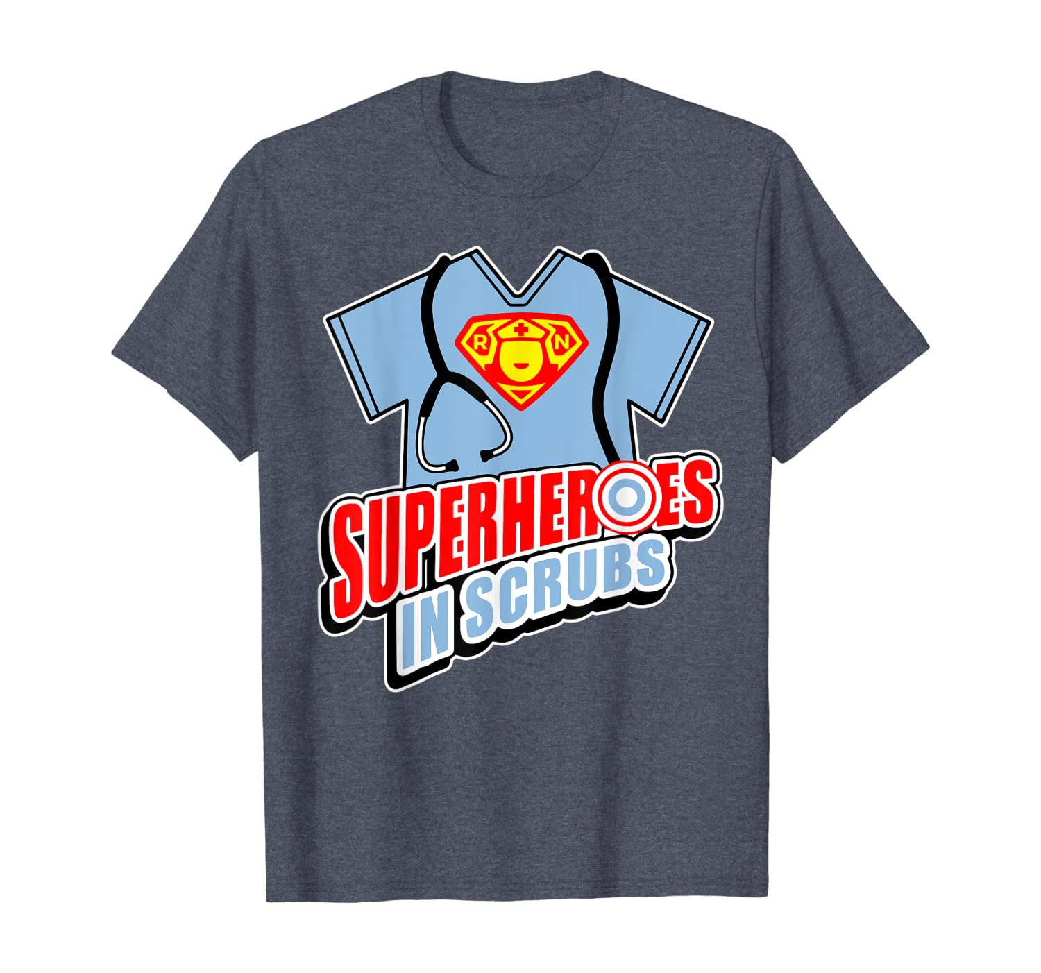 

cool nurse superheroes in scrubs t-shirt for nurses, White;black