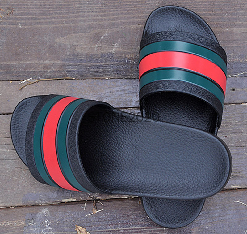 

Designer slipper Gear bottoms mens slide striped sandals causal Non-slip summer slippers flip flops casual shoes, Black