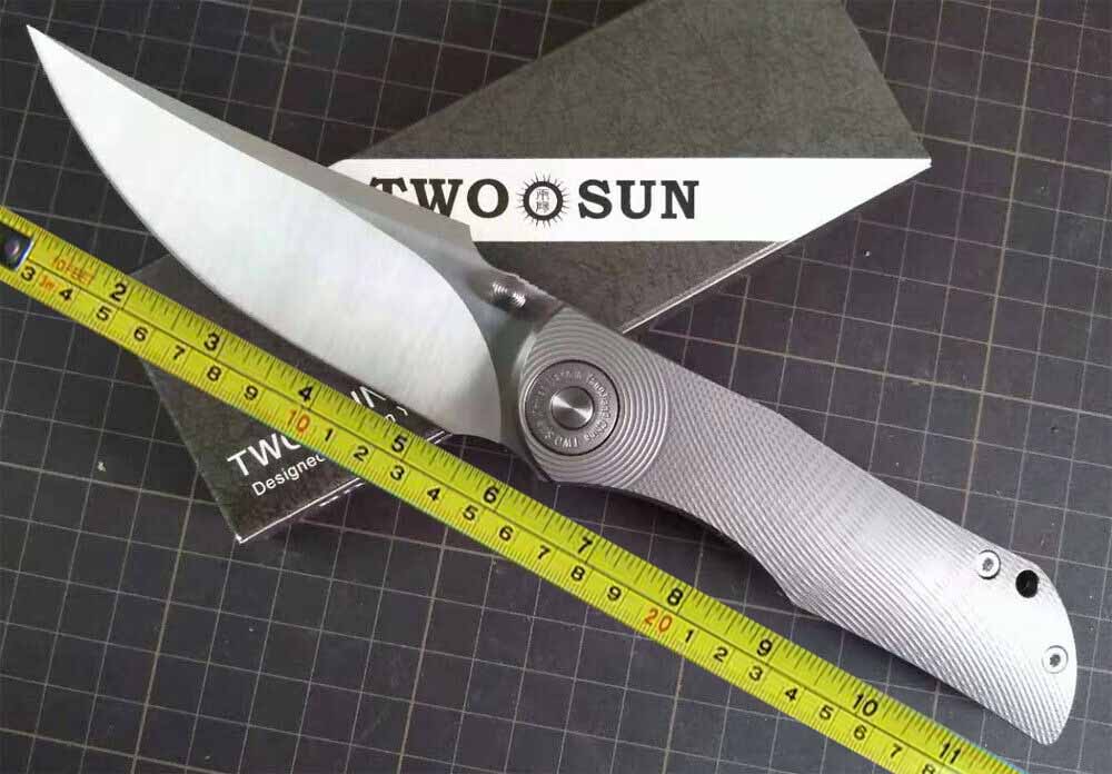 

Twosun Pocket Folder Knife Camping Outdoor Titanium Ball Bearing Fast Open TS269