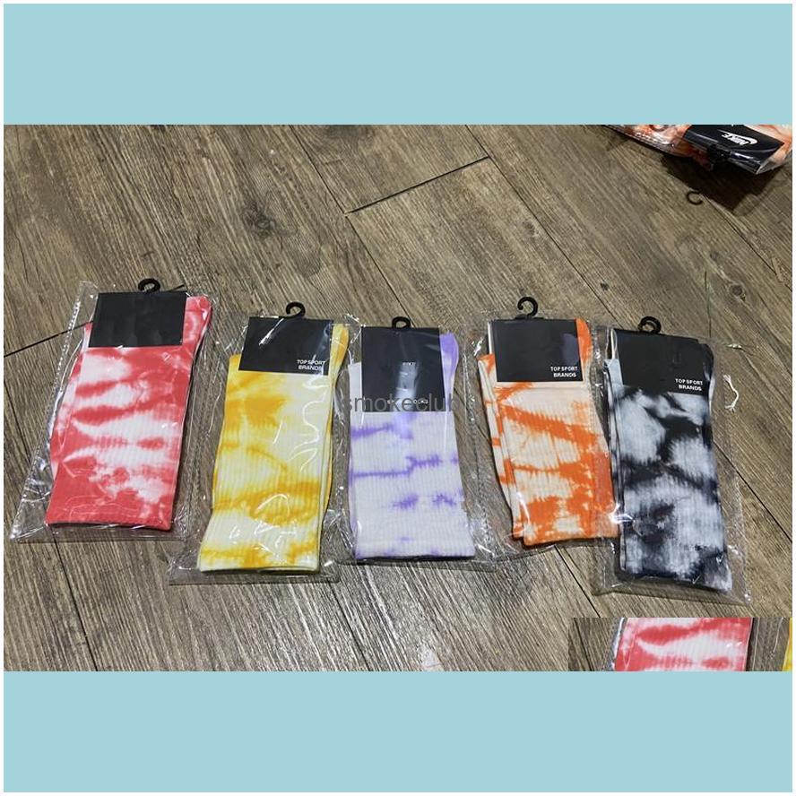 

Athletic Outdoor As Sports & Outdoors Est Tie Dye Crew Printing Street-Style Printed Cotton Long For Men Women High Socks Drop Delivery 2021, Ship randomly send color randomly