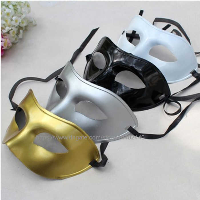 

100pcs Men's Ball Mask Fancy Dress Up Party Venetian Masquerade s Plastic Half Face Black White Gold Silver Color