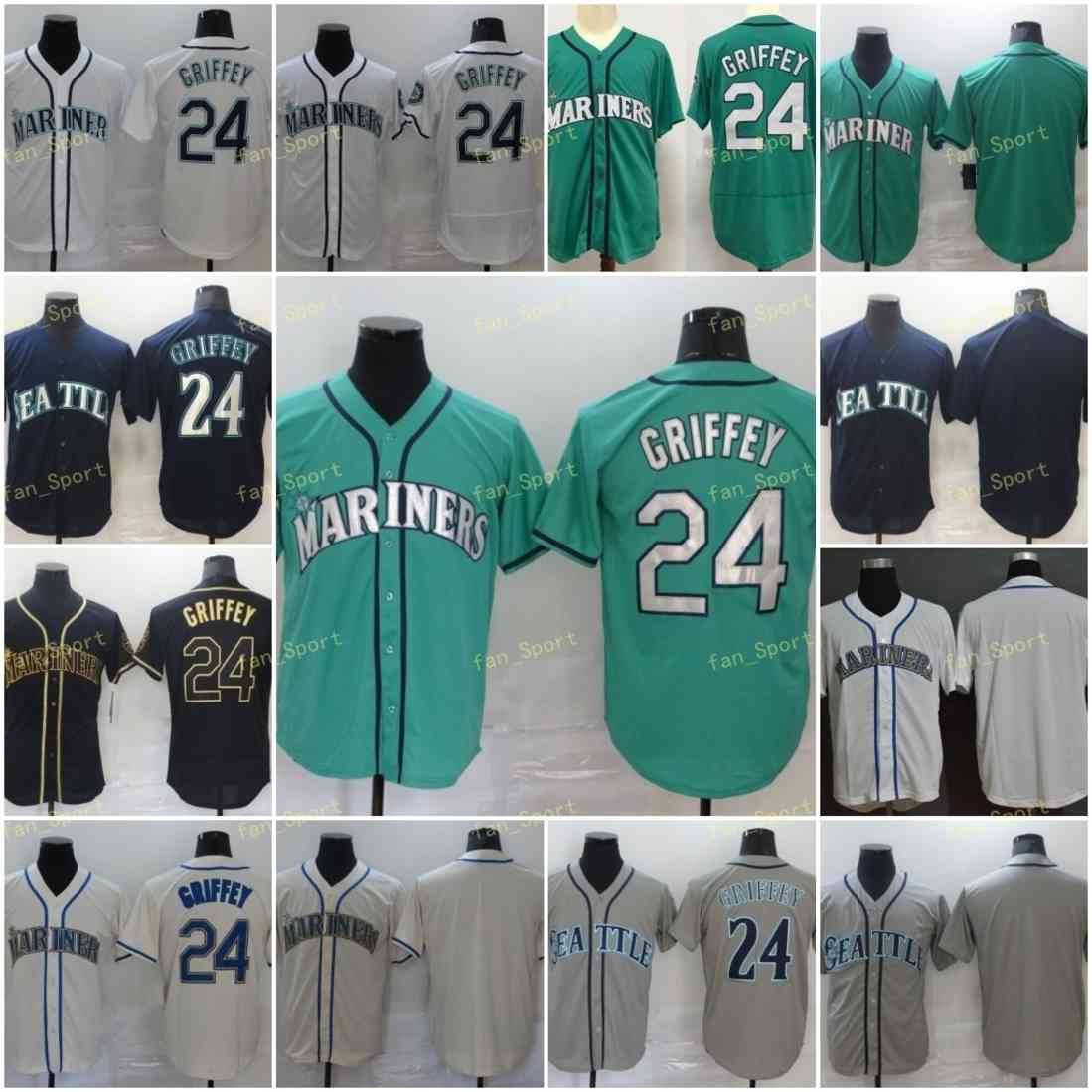 

Mens 24 Ken Griffey Jr Baseball Jerseys Blank Stitched Flexbase Cool Base Team White Cream Grey Green Blue, Blue;black