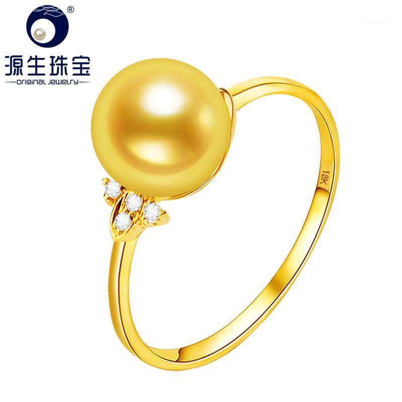 

Cluster Rings [YS] 8-8.5mm Genuine White Akoya Pearl Simple Designed Engagement 18k Solid Gold Ring Presale, Golden;silver