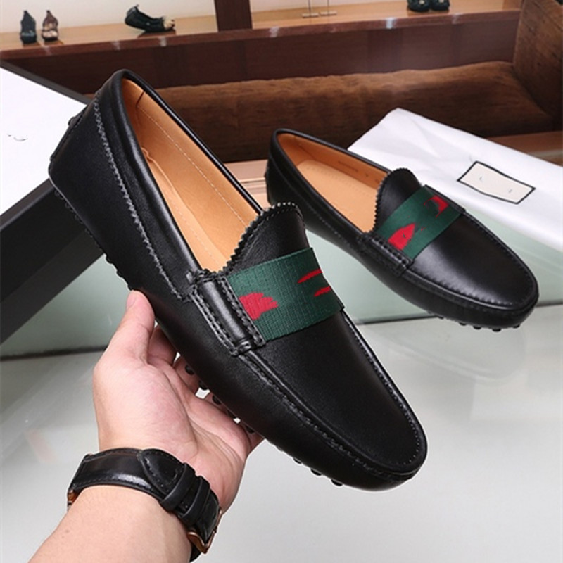 

G [Orignal Box] Luxury New Mens Loafers Formal Slip-On Gentleman Wedding Dress Drive Moccasin-gommino Shoes Size 38-46, Shoelace