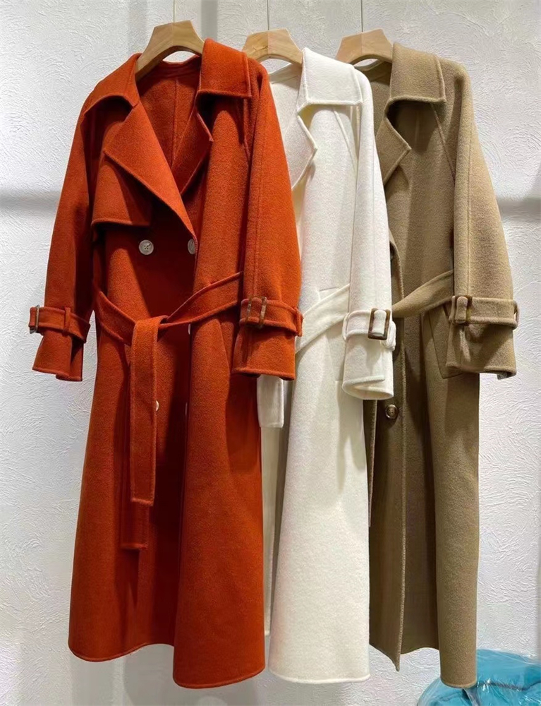 

Wool Coat brand Designer Women's Autumn And Winter Long Cashmere Jacket Single-Breasted Fashion Lace-up Long-Sleeved Loose Women, Packing bag