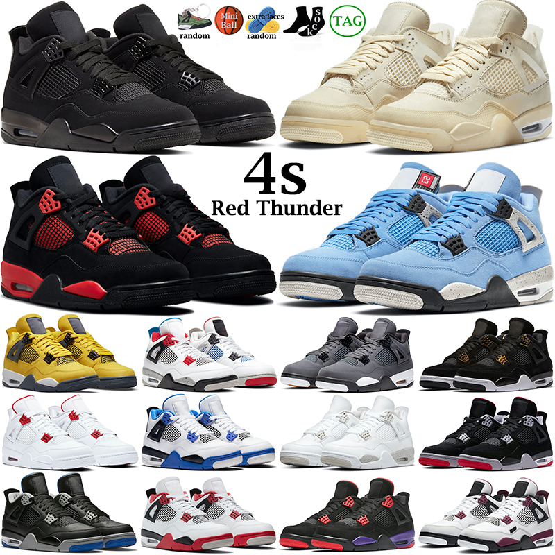 

4 4s men basketball shoes women Red Thunder Black Cat Sail White Oreo Cactus Jack Dark Military Blue Mocha University Pine Green mens outdoor sports sneakers, 44