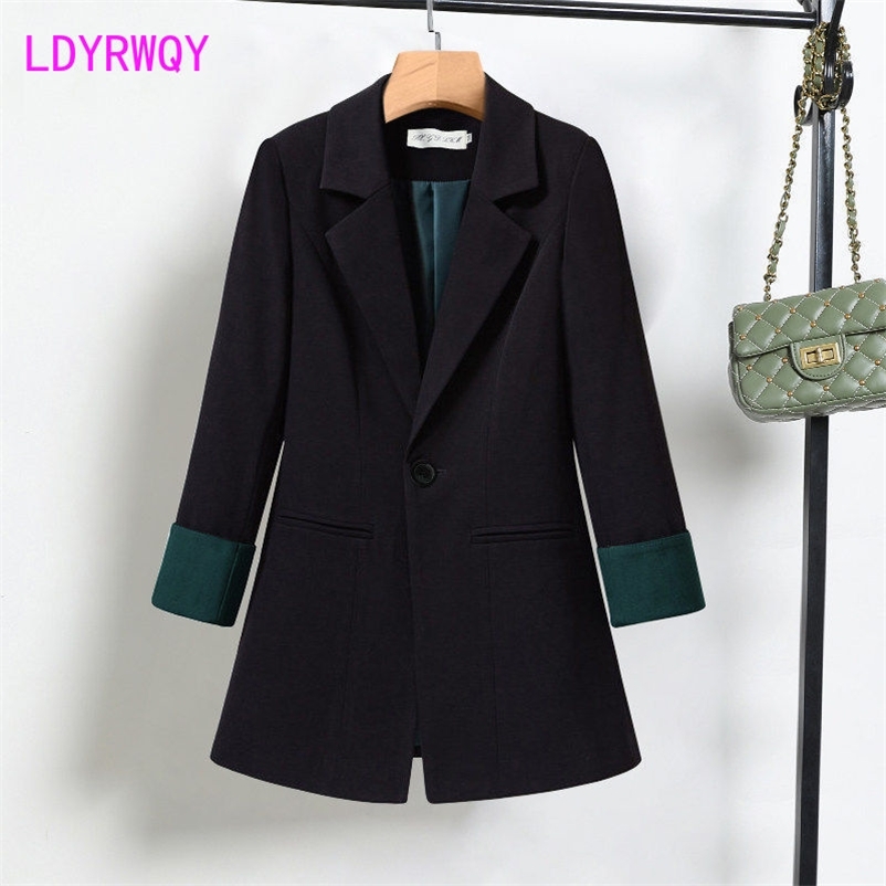 

Black suit spring and autumn Korean version of self-cultivation British style Regular Single Breasted 210603