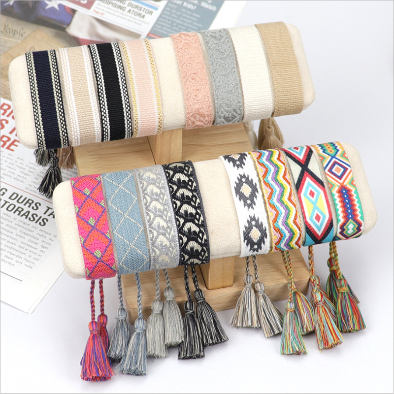 

2021 luxury style mens jewellery rope material woven bracelet with sewing and tassel hand strap jewelry for women gift fashion womens designer bracelets bangles