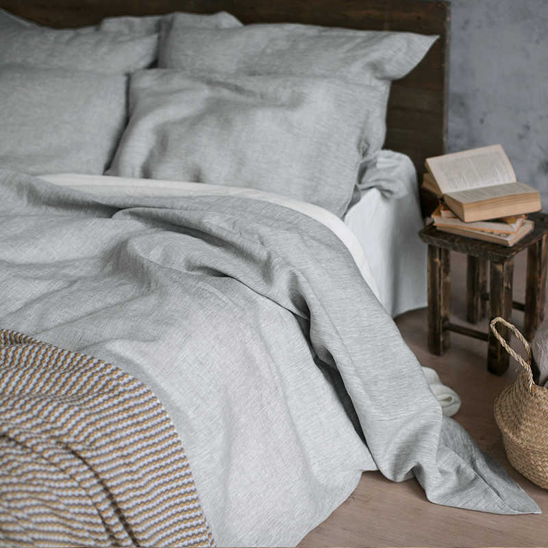 

Natural LINEN Solid Duvet Cover Set Soft Belothes Home Caramel Bed Linens King Size Bed Set Fitted Sheet Bedding Set Custom X0803, Sky blue