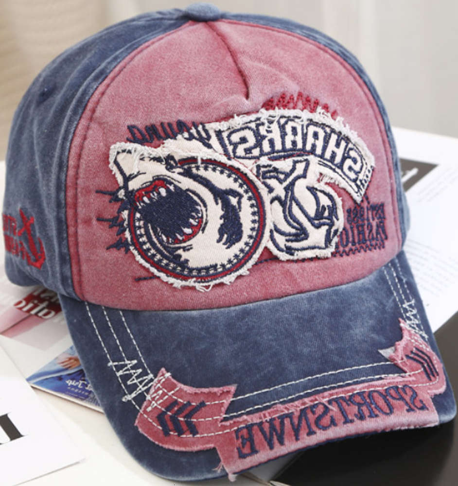 

Sun hat Old washed baseball men's women's fashion shark personality cap spring and autumn sun hat, Blue;gray