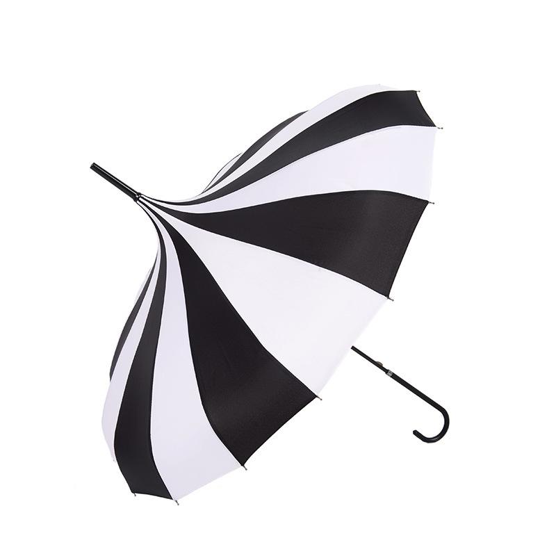 

Umbrellas Wedding Pography 16 Bone Sun Selling Black And White Pagoda Long Handle Princess Sale, 16 bone style 3
