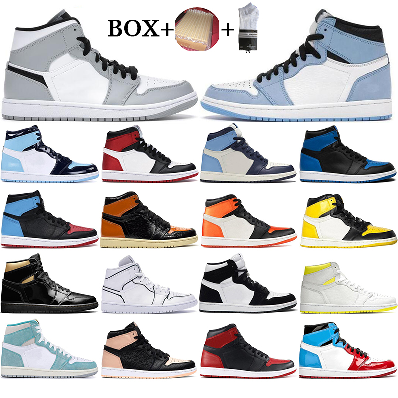 

With box 2021 Mens 1 high OG basketball shoes 1s banned University Blue Chameleon Hyper Royal TOP 3 UNC Orange sports Sneakers size36-46, #9 shattered backboard
