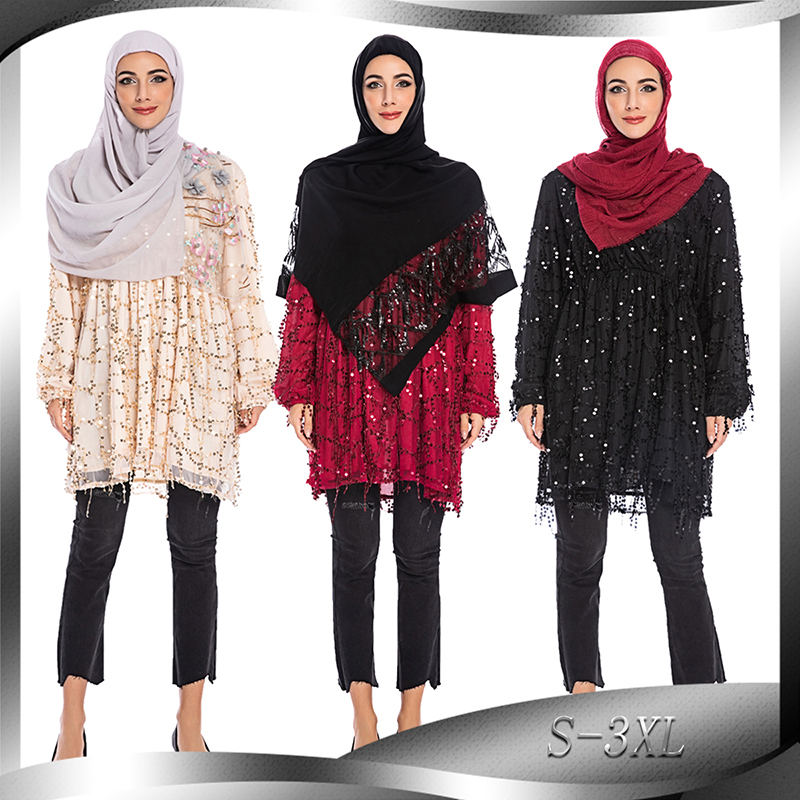 

Short Sequin Abaya Dubai Hijab Muslim Dress Turkish Dresses Caftan Marocain Kaftan Islamic Clothing Abayas For Women Pakistan