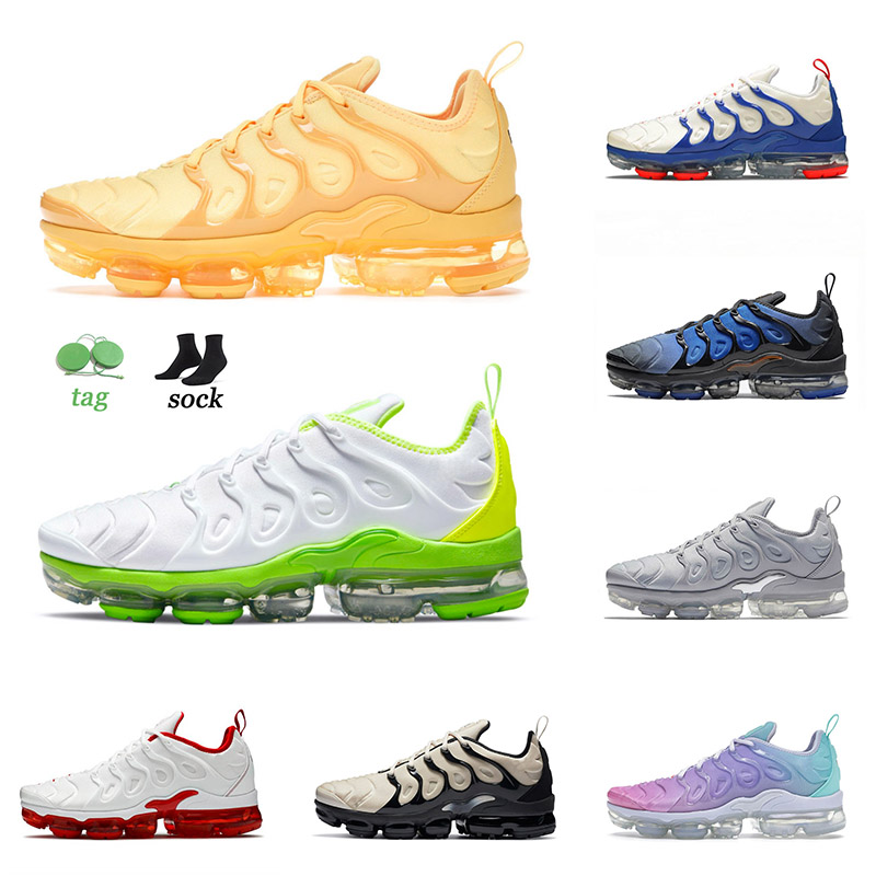 

2021 Arrival Sports Plus Tn Running Shoes Mens Women White Volt University Gold Pastel Light bone Cherry Lemon Lime Authentic Sneakers 36-47
