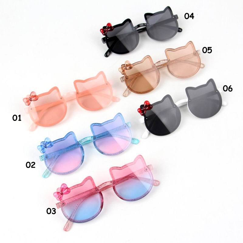 Kid Sunglasses Children Beach Sun UV 400 Boy Girl Round Accessory Cartoon Cat Love Heart Shape Sunscreen Eyewear Baby for Outdoor Party-image-677901320