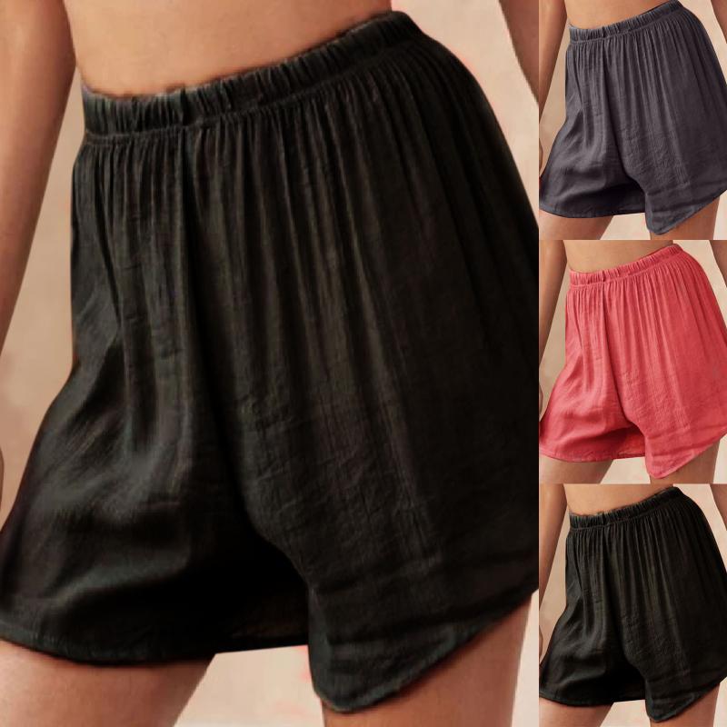 

Women' Shorts 2021 Summer Casual Cotton Linen Women Plus Size High Waist Fashion Short Pants Streetwear, Bk