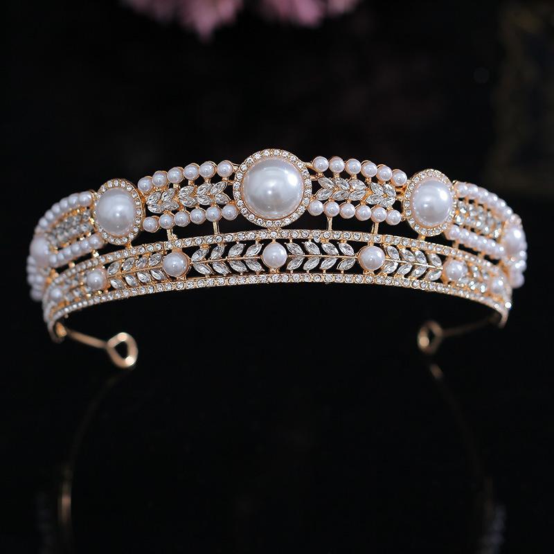 

Hair Clips & Barrettes Baroque Gold Silver Color Tiaras And Crowns For Wedding Bride Party Crystal Pearls Diadems Rhinestone Head Ornaments