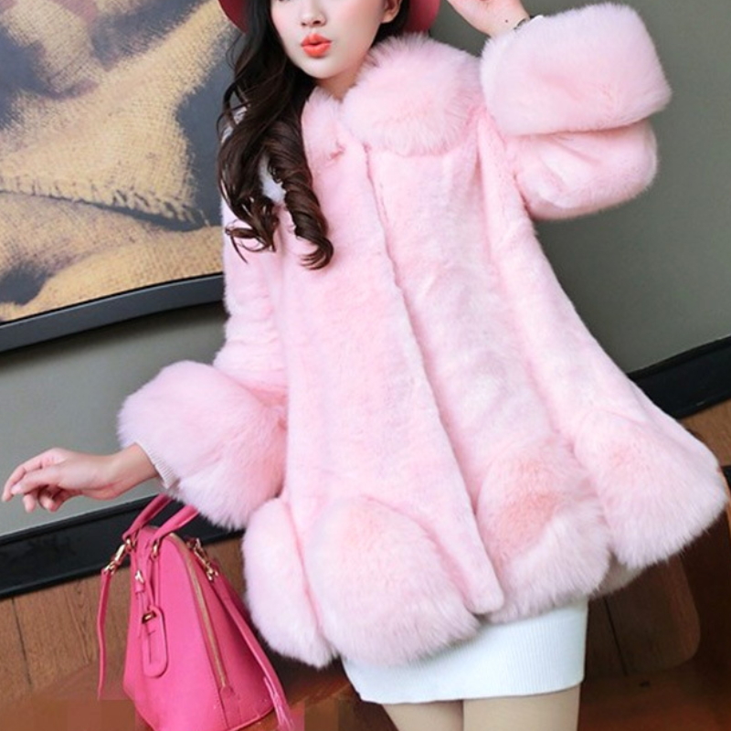 

Spring 2018 New Fashion Luxury Imitation Arctic Fox Long Coat Popular Noble Artificial Fur Coat, Black