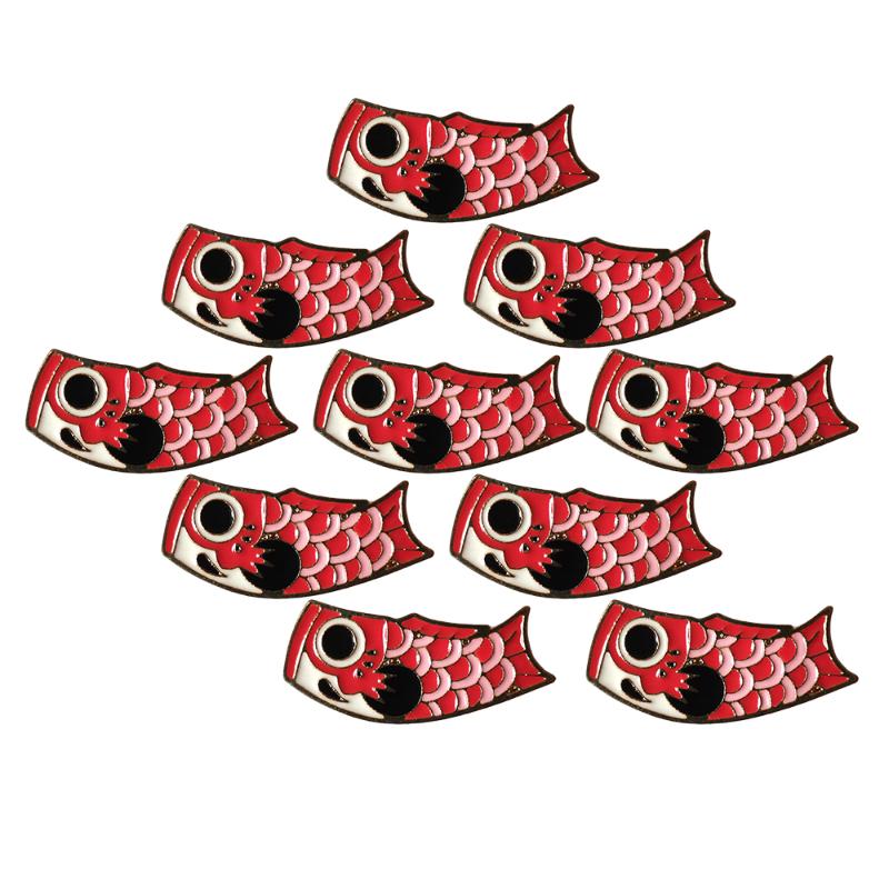 Pins, Brooches 10PCS/Lot Wish Pin Vintage Animal For Women Red Koi Fish Enamel Scarf Buckle Hat Coat Accessories Jewelry Gifts-image-706948484